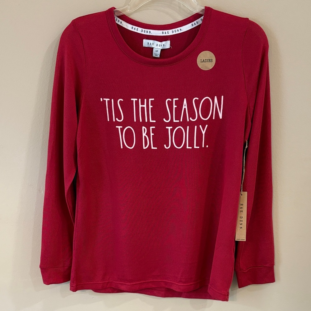 This the Season Rae Dunn Red Ladies’ Pajama Top, S, NWT